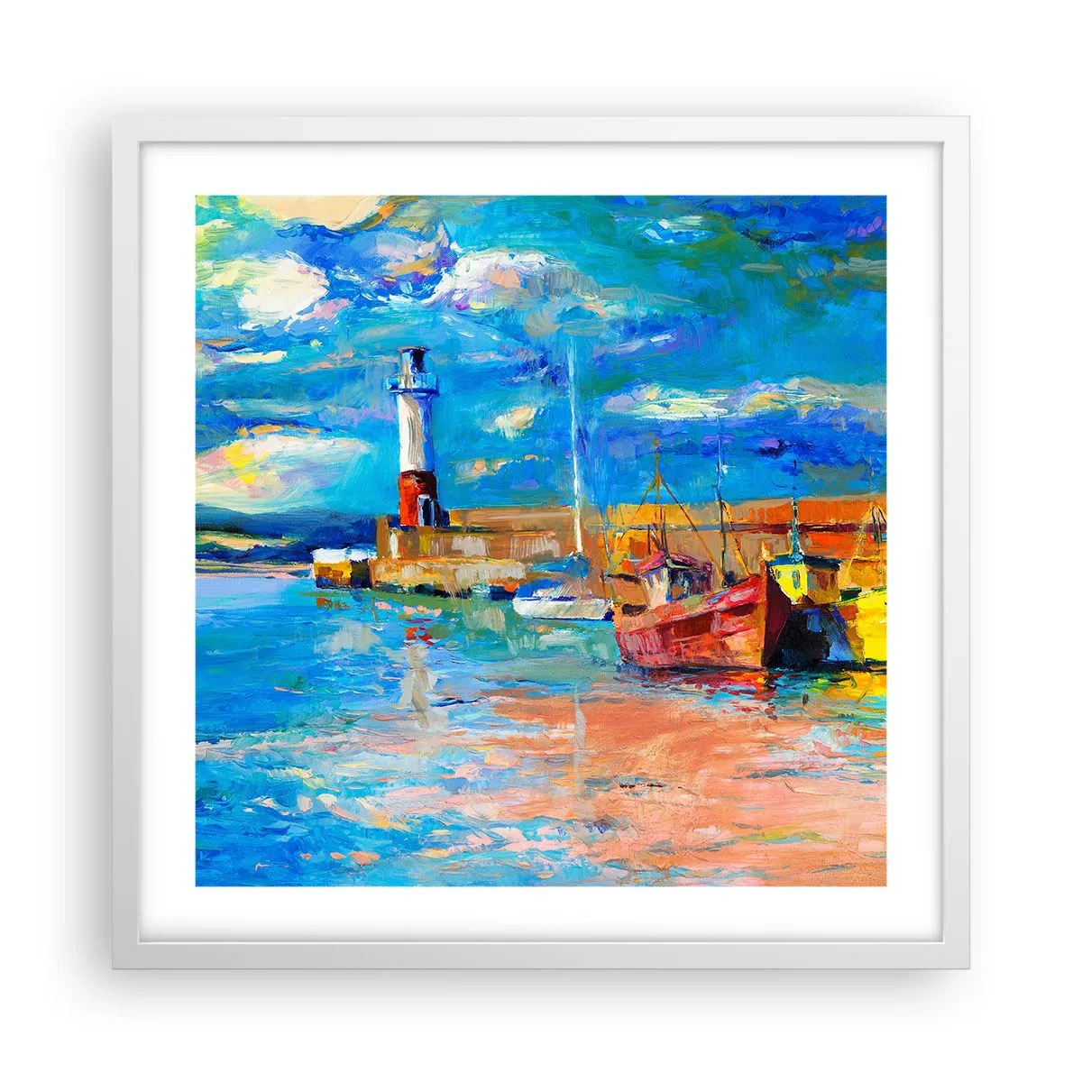 Poster in een witte lijst - Een middag in de regenboogbaai - 50x50 cm