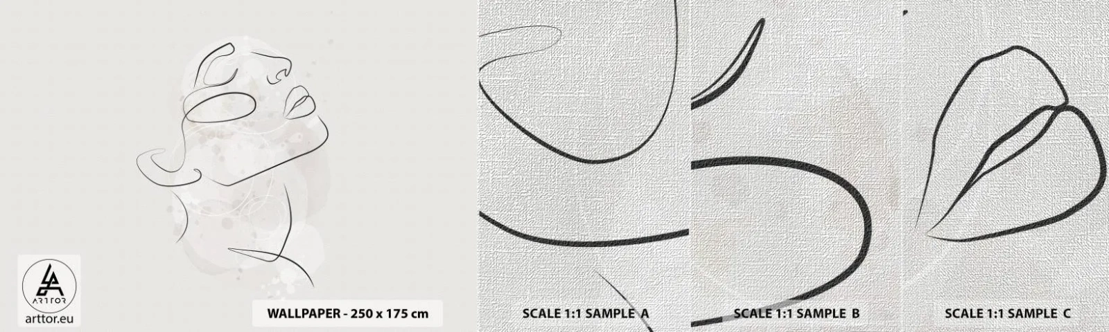 Fotobehang Monster Premium Canvas - De omtrek van een droom - Het gezicht van de vrouw, Vrouw, Grafisch - 100x30 cm