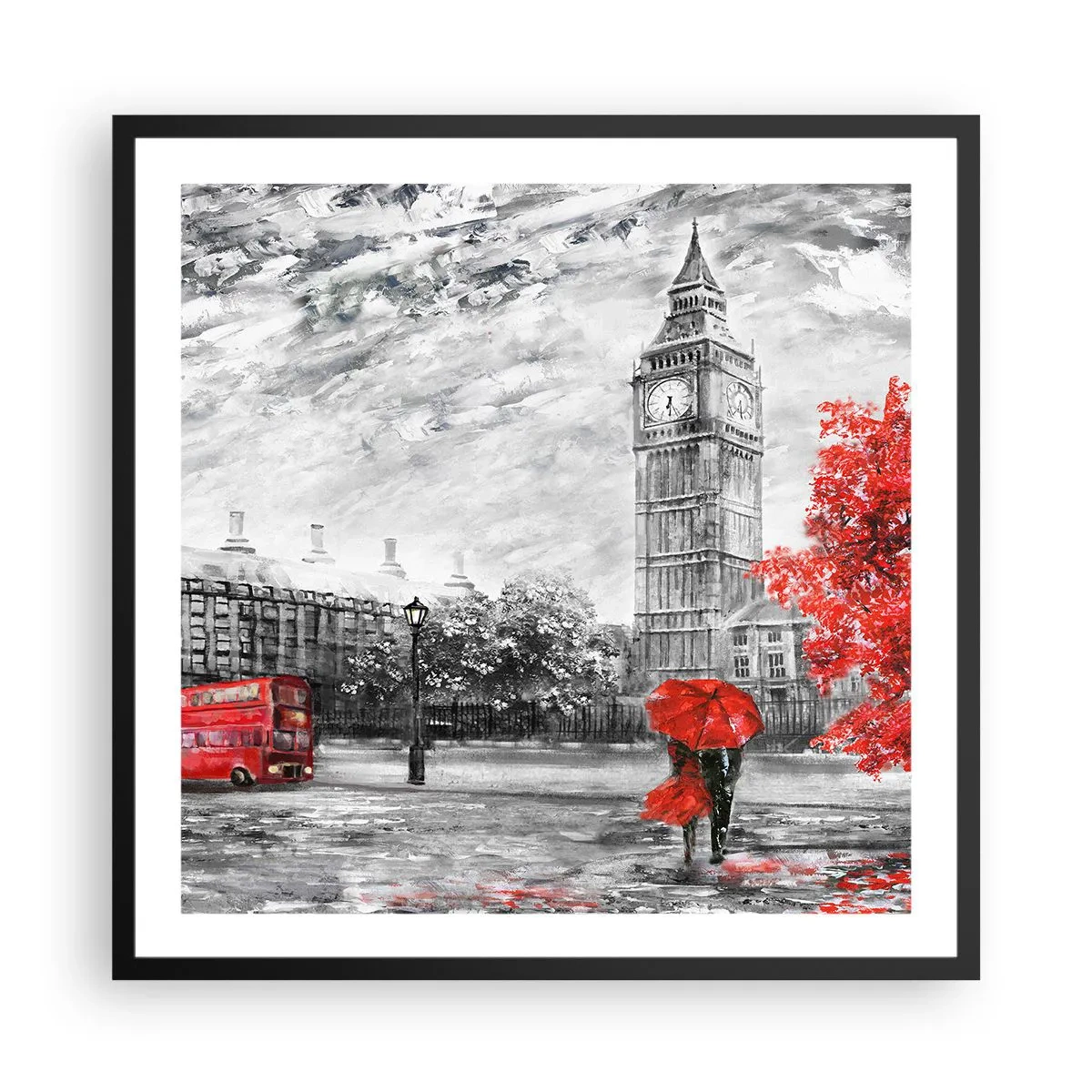 Poster in een zwarte lijst - Een spannende dag - 60x60 cm