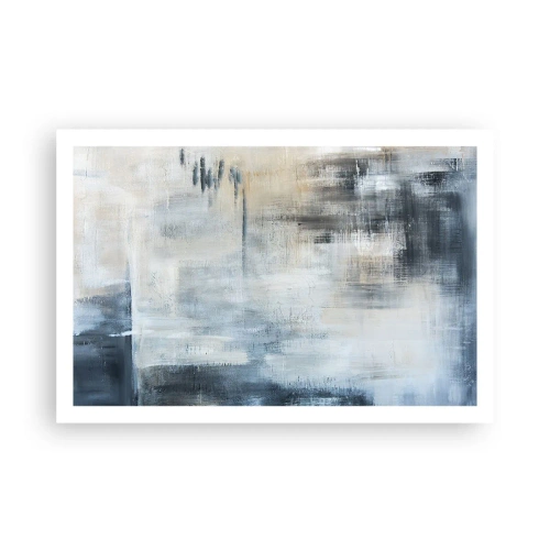 Poster - Achter het blauwe gordijn - 91x61 cm