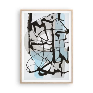 Een poster in een licht eiken lijst - Toch blauw - 70x100 cm