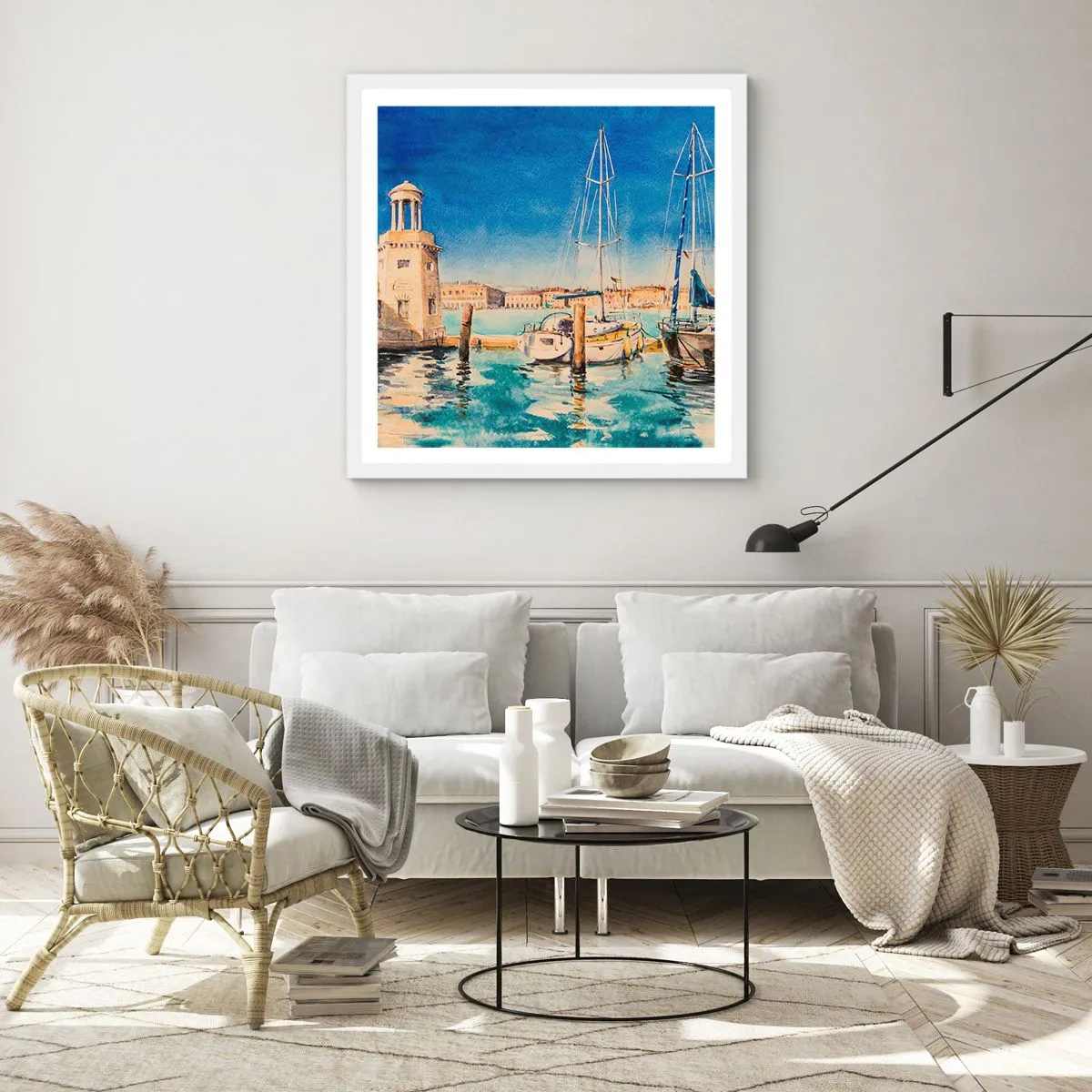 Poster in een witte lijst - Zonnige lagune - 60x60 cm