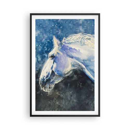Poster in een zwarte lijst - Portret in een blauwe gloed - 61x91 cm