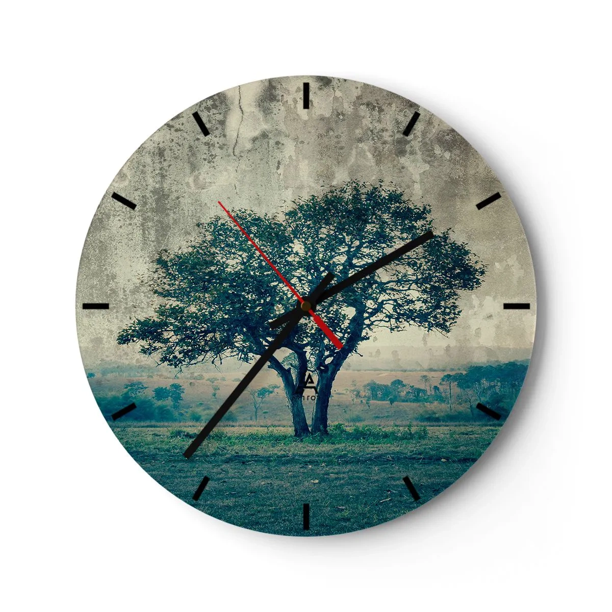 Wandklok - Klok - Een appelboom op een blauw veld? - 40x40 cm