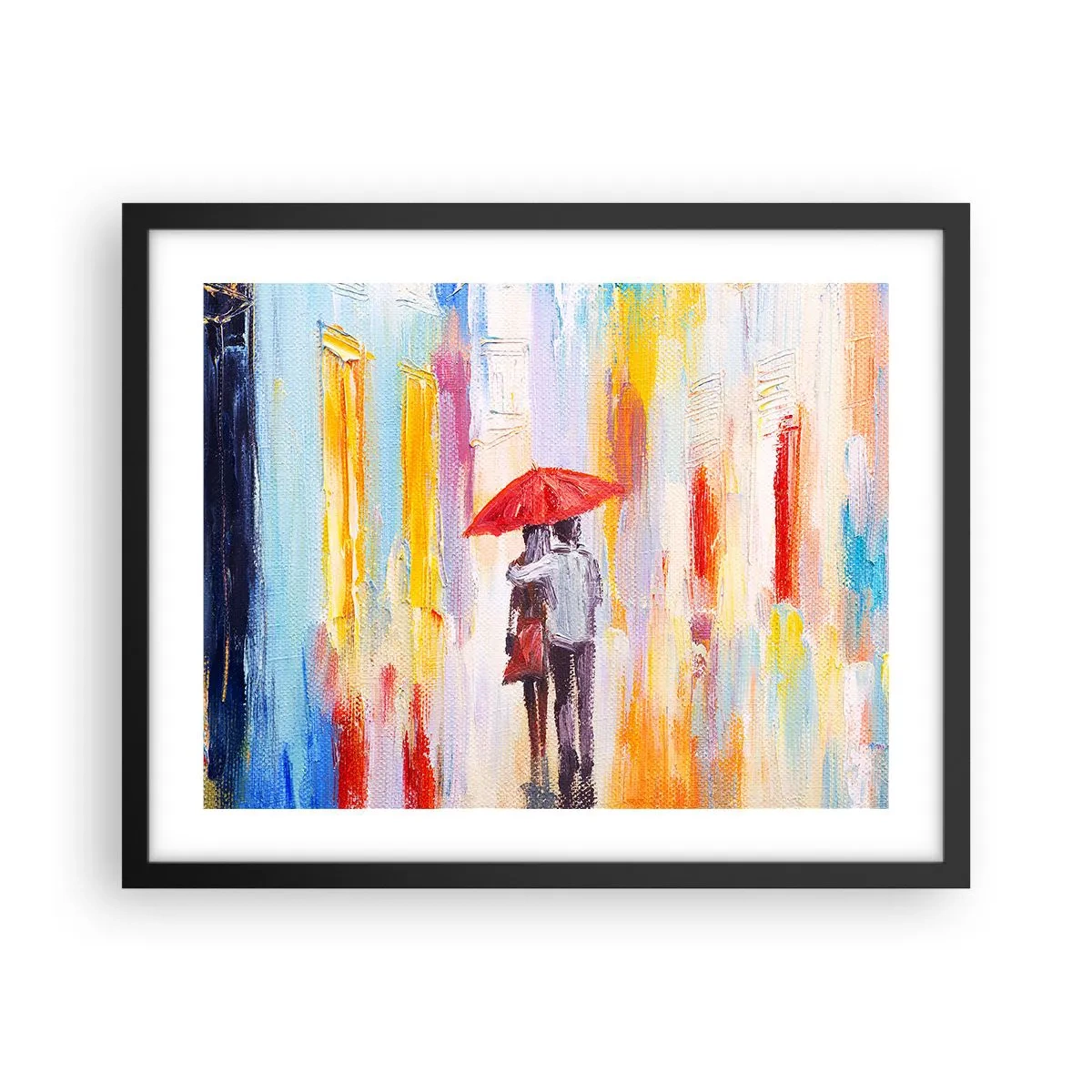Poster in een zwarte lijst - Laat het maar regenen - 50x40 cm