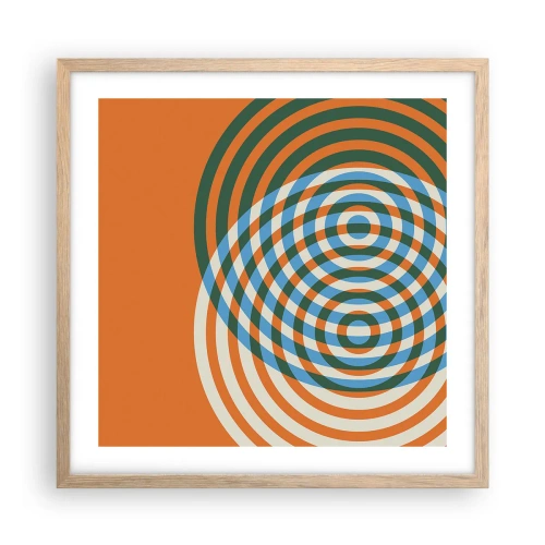 Een poster in een licht eiken lijst - Abstracte circulaire variatie - 50x50 cm