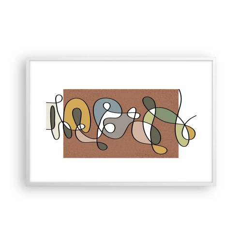 Poster in een witte lijst - Abstractie die het glimlachen waard is - 91x61 cm