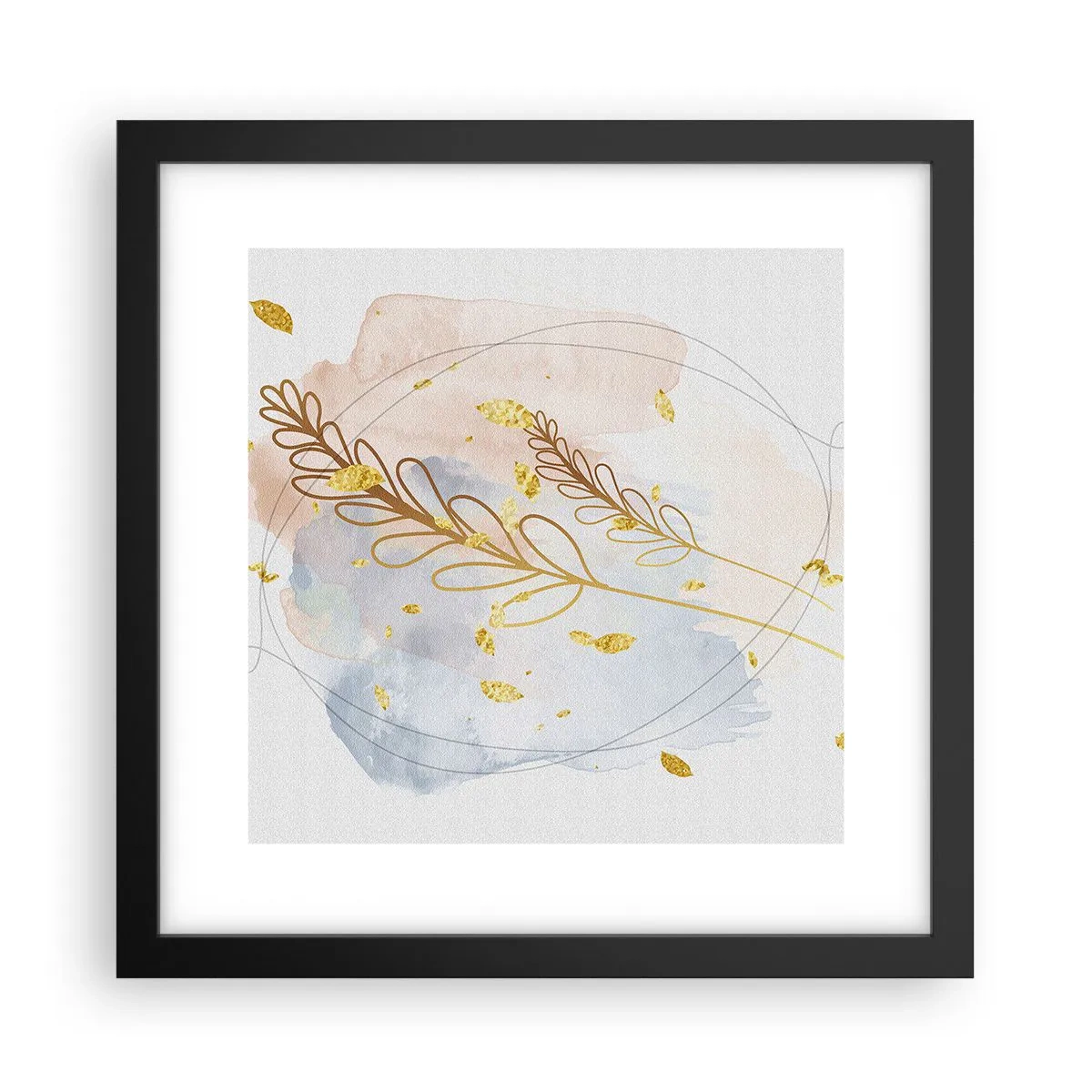 Poster in een zwarte lijst - Gouden explosie - 30x30 cm