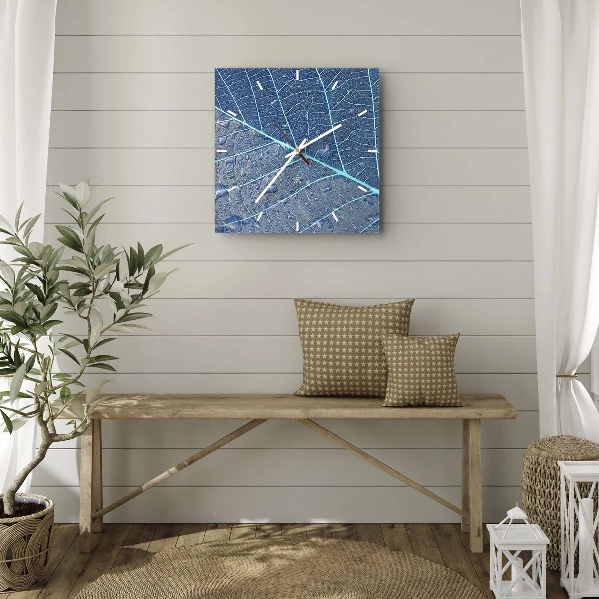 Wandklok - Klok - Leven in blauw - 40x40 cm