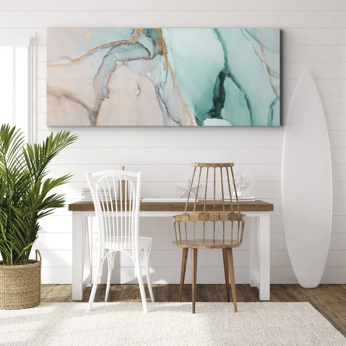 Schilderen op canvas - Een dans van vormen en kleuren - 160x50 cm