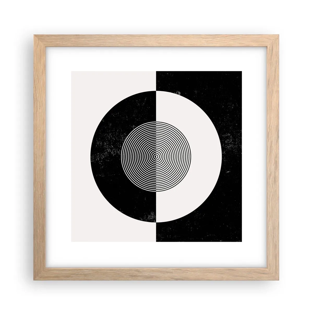 Een poster in een licht eiken lijst - Harmonie in zwart-wit - 30x30 cm