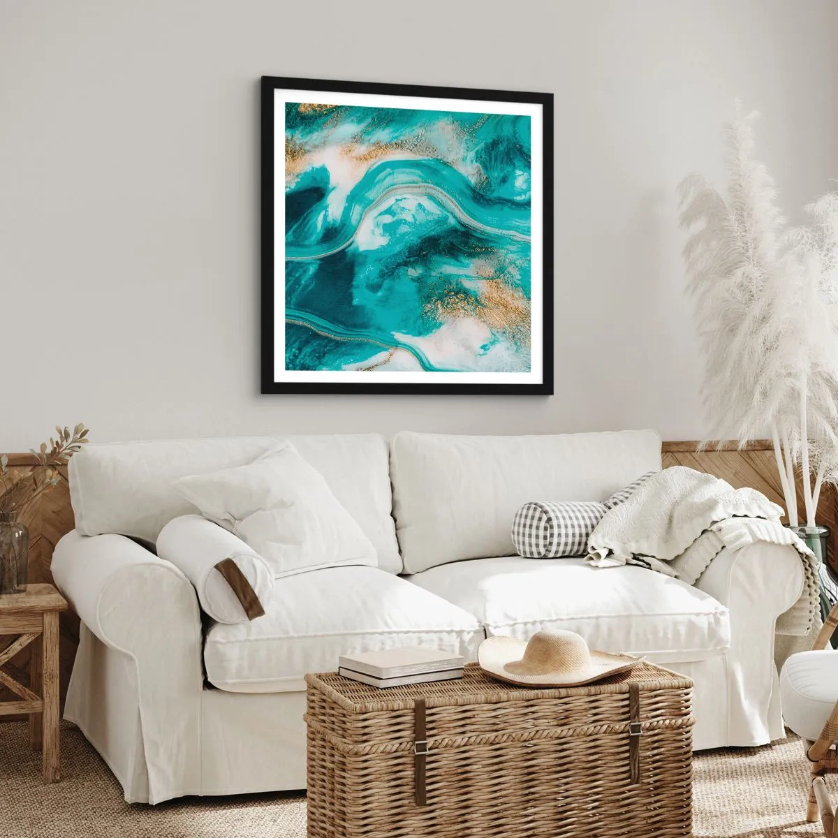 Poster in een zwarte lijst - De rivier van goud - 60x60 cm