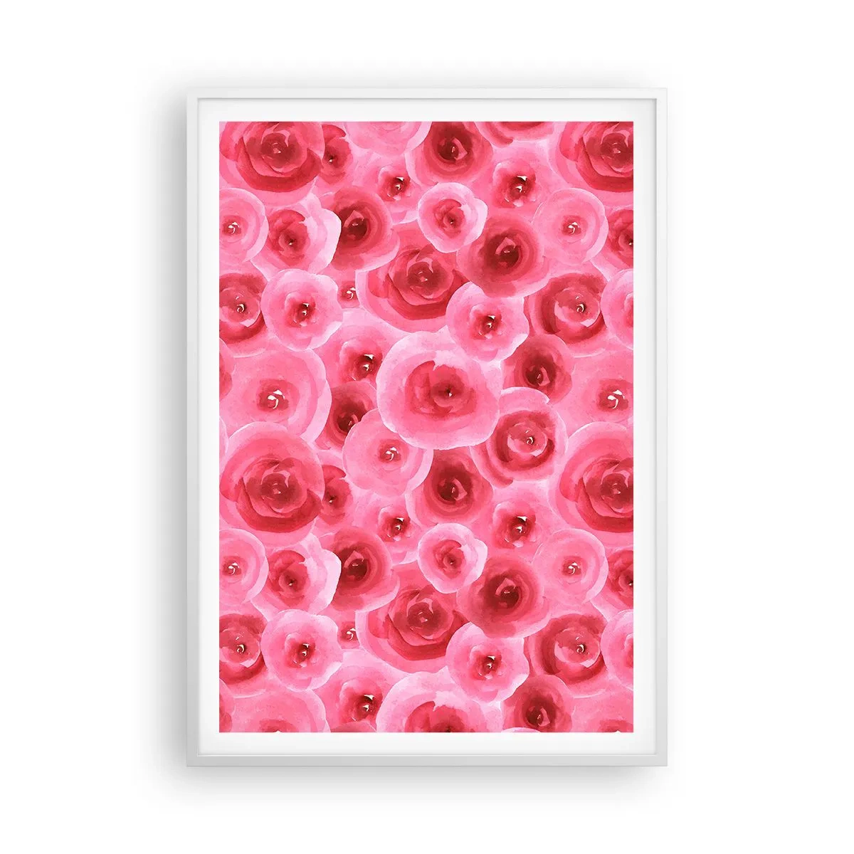 Poster in een witte lijst - Rozen onder en boven - 70x100 cm