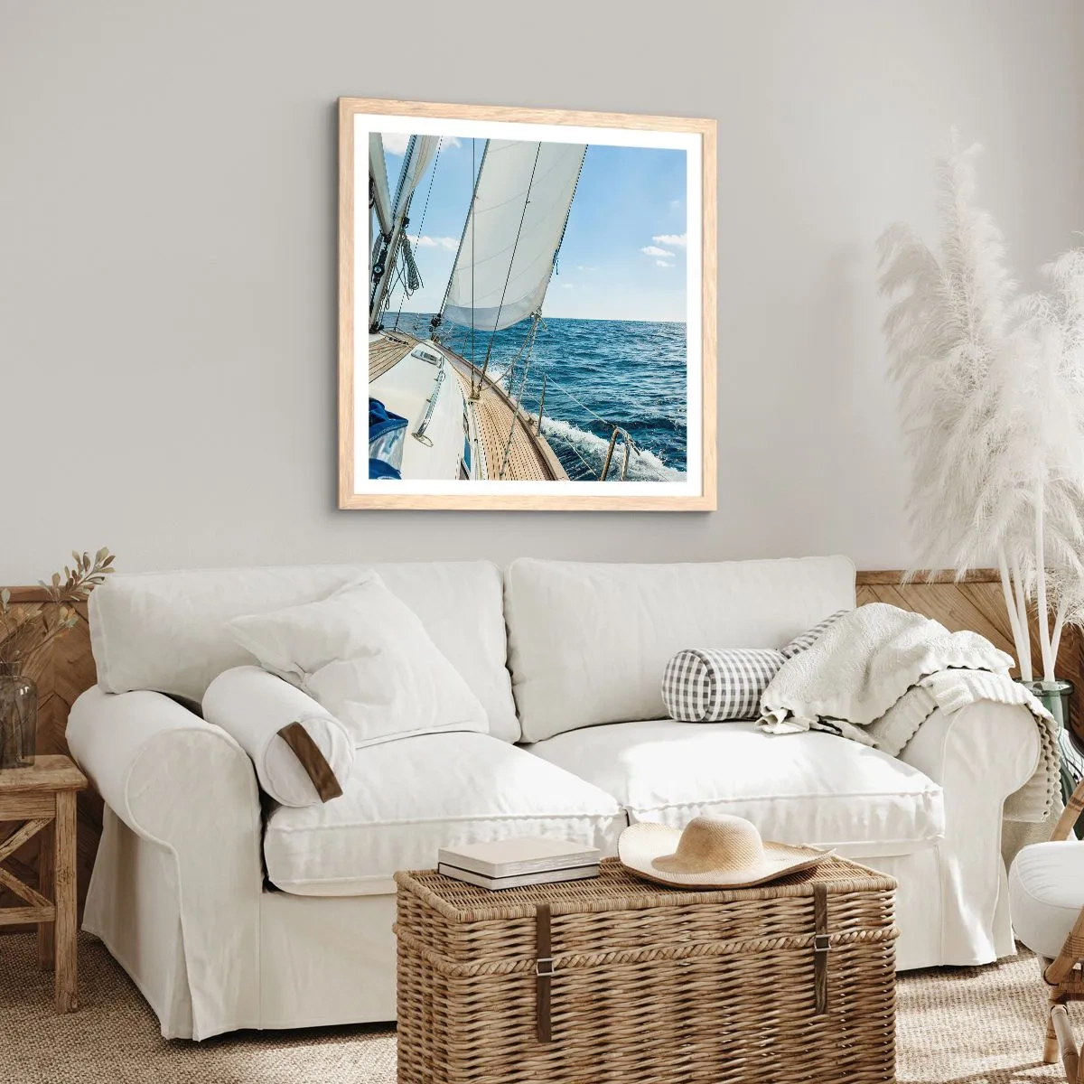 Een poster in een licht eiken lijst - Ahoi, avontuur - 50x50 cm