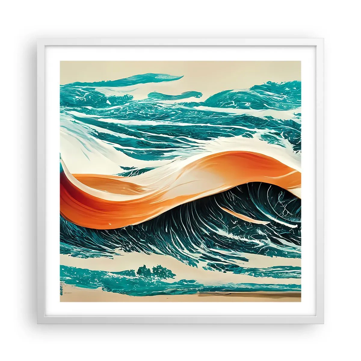 Poster in een witte lijst - De droom van elke surfer - 60x60 cm