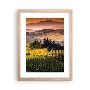 Een poster in een licht eiken lijst - Arcadia - het Toscaanse landschap - 30x40 cm
