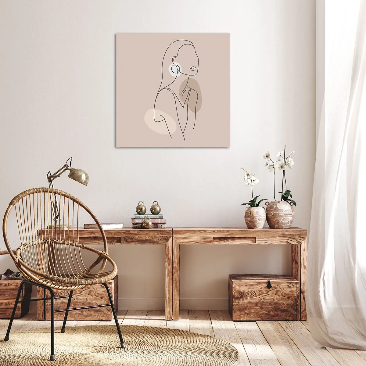Schilderen op canvas - meisjesachtig icoon - 70x70 cm