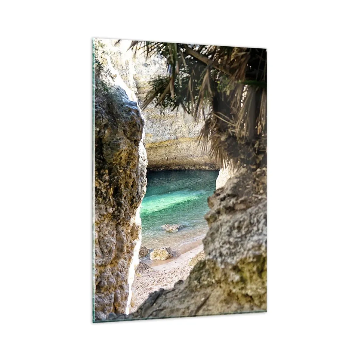 Schilderen op glas - Turkoois baai - 80x120 cm