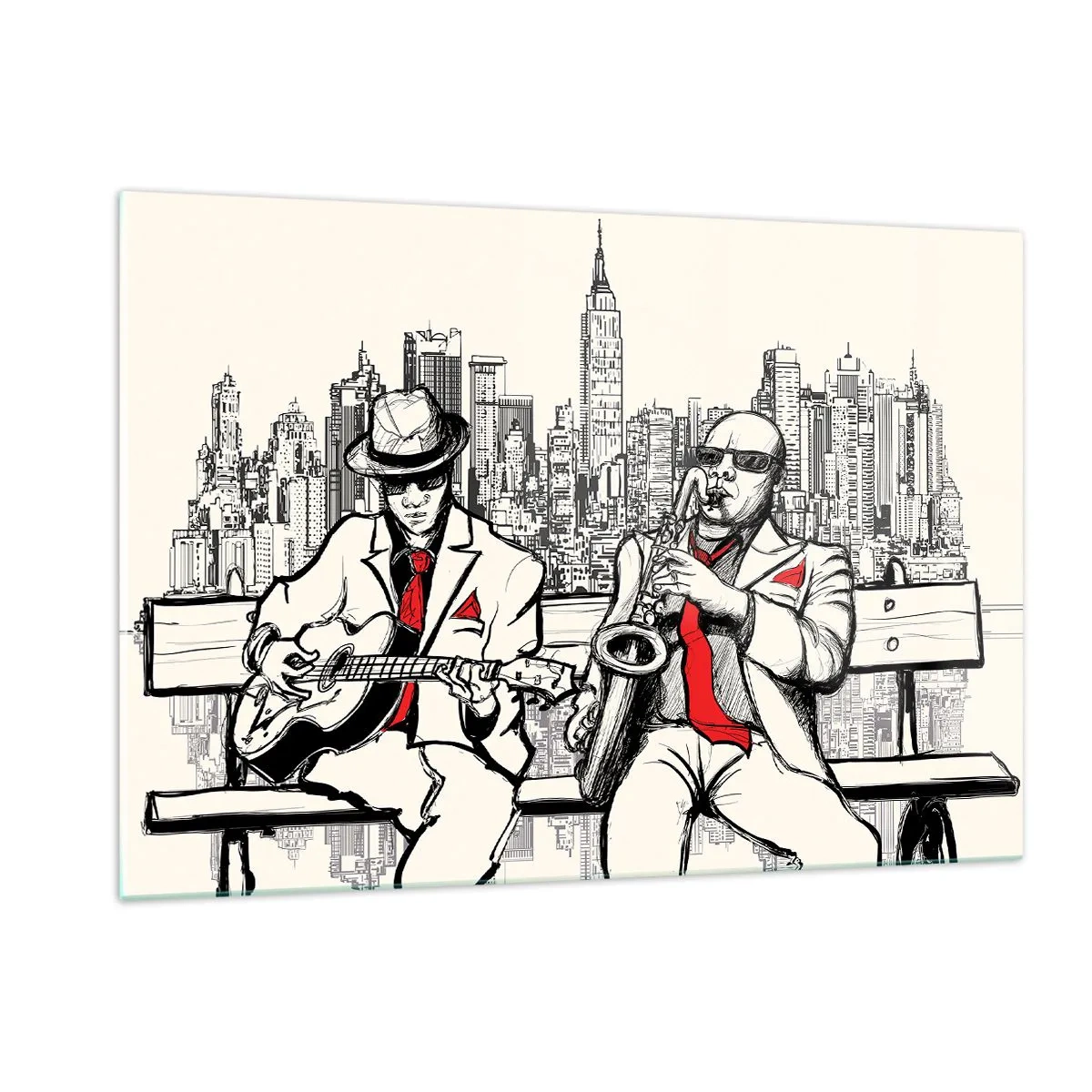 Schilderen op glas - Improvisatie van New York - 120x80 cm