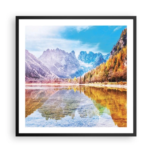 Poster in een zwarte lijst - En het is al herfst in de bergen - 60x60 cm