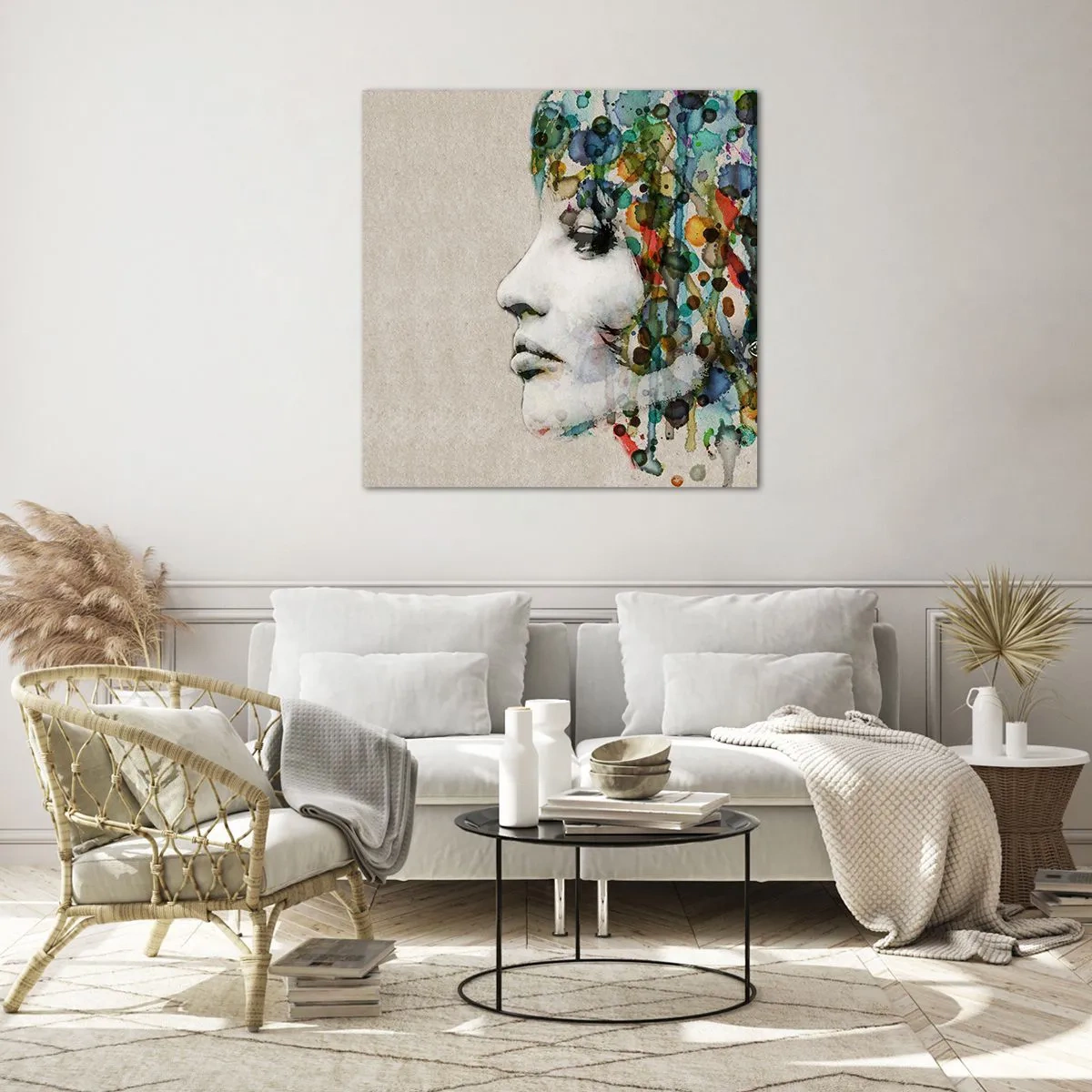 Schilderen op glas - Ze kwam uit het grijs - 60x60 cm