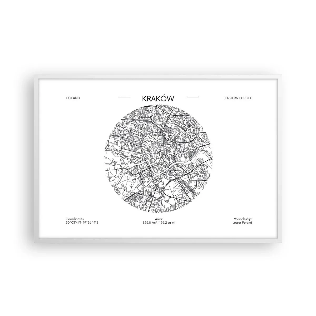 Poster in een witte lijst - Anatomie van Krakau - 91x61 cm