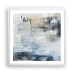 Poster in een witte lijst - Achter het blauwe gordijn - 50x50 cm
