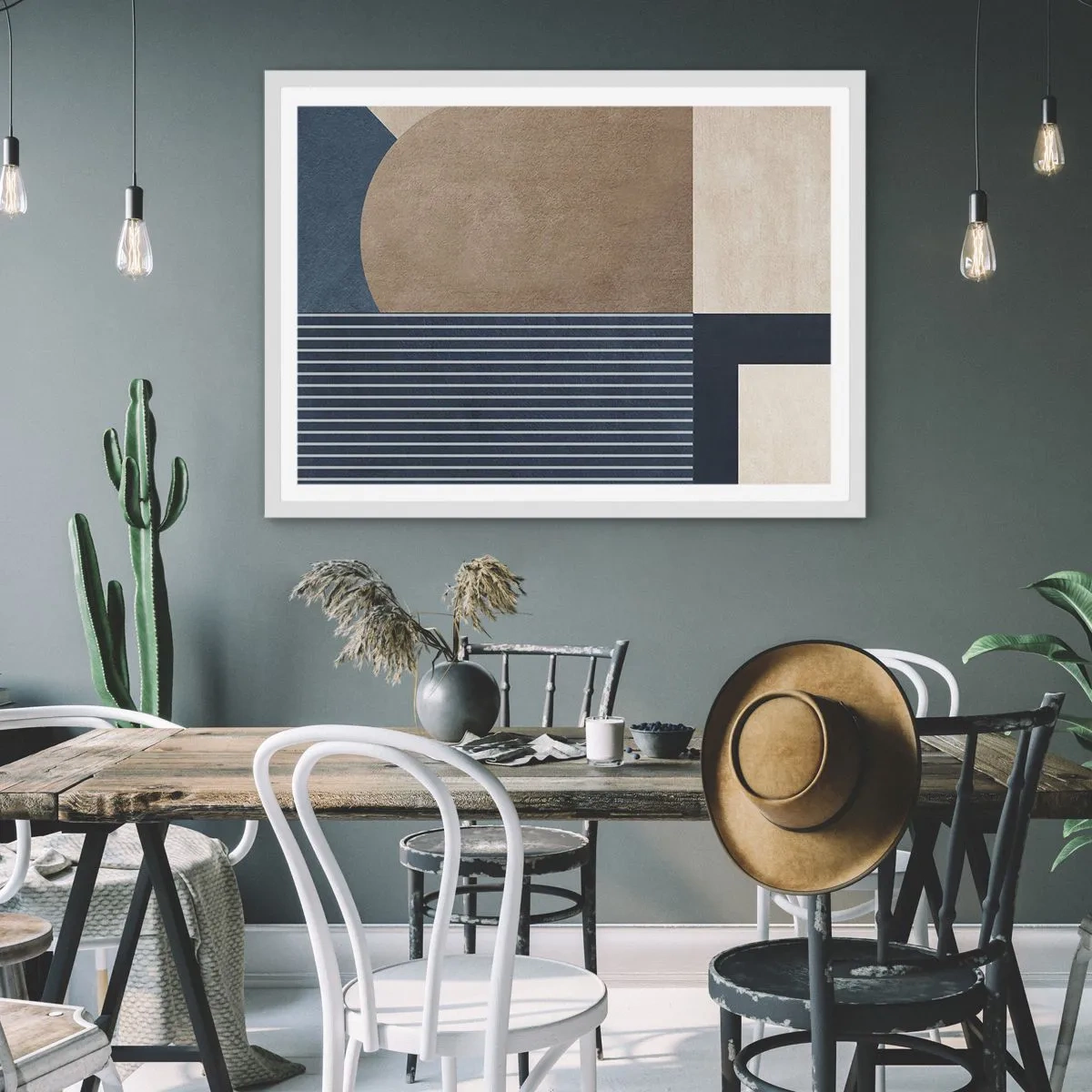 Poster in een witte lijst - Een compositie van eenvoud en rondheid - 40x30 cm