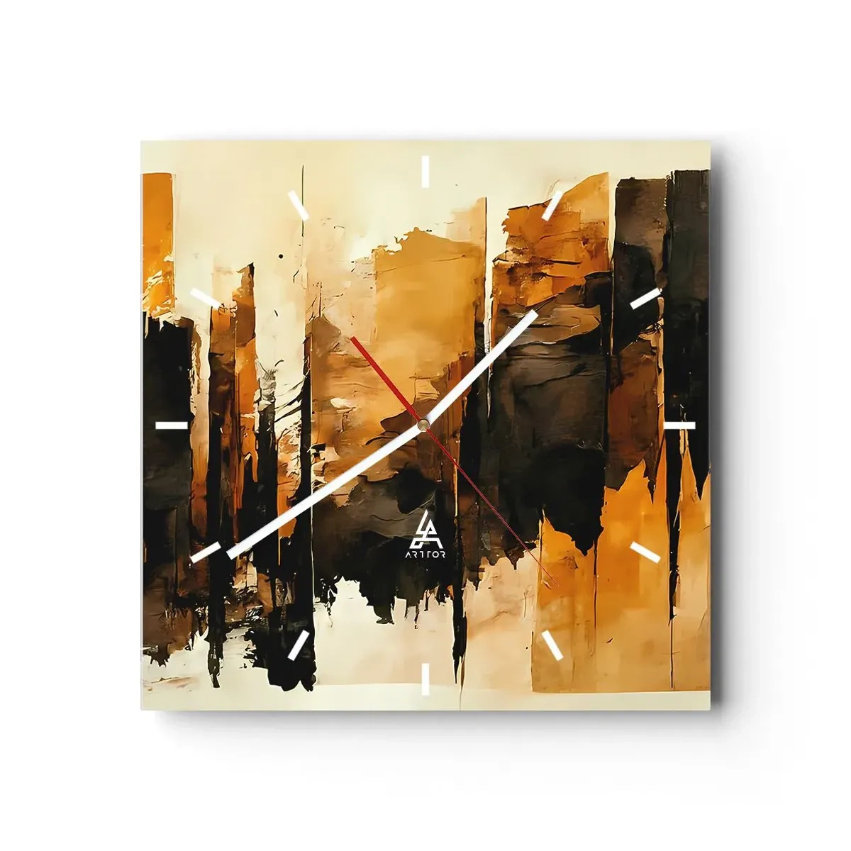 Wandklok - Klok - Harmonie van zwart en goud - 30x30 cm