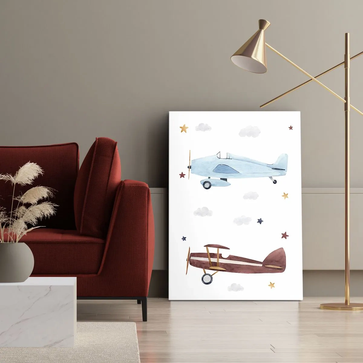 Schilderen op canvas - Meneer Piloot, we wachten! - 50x70 cm