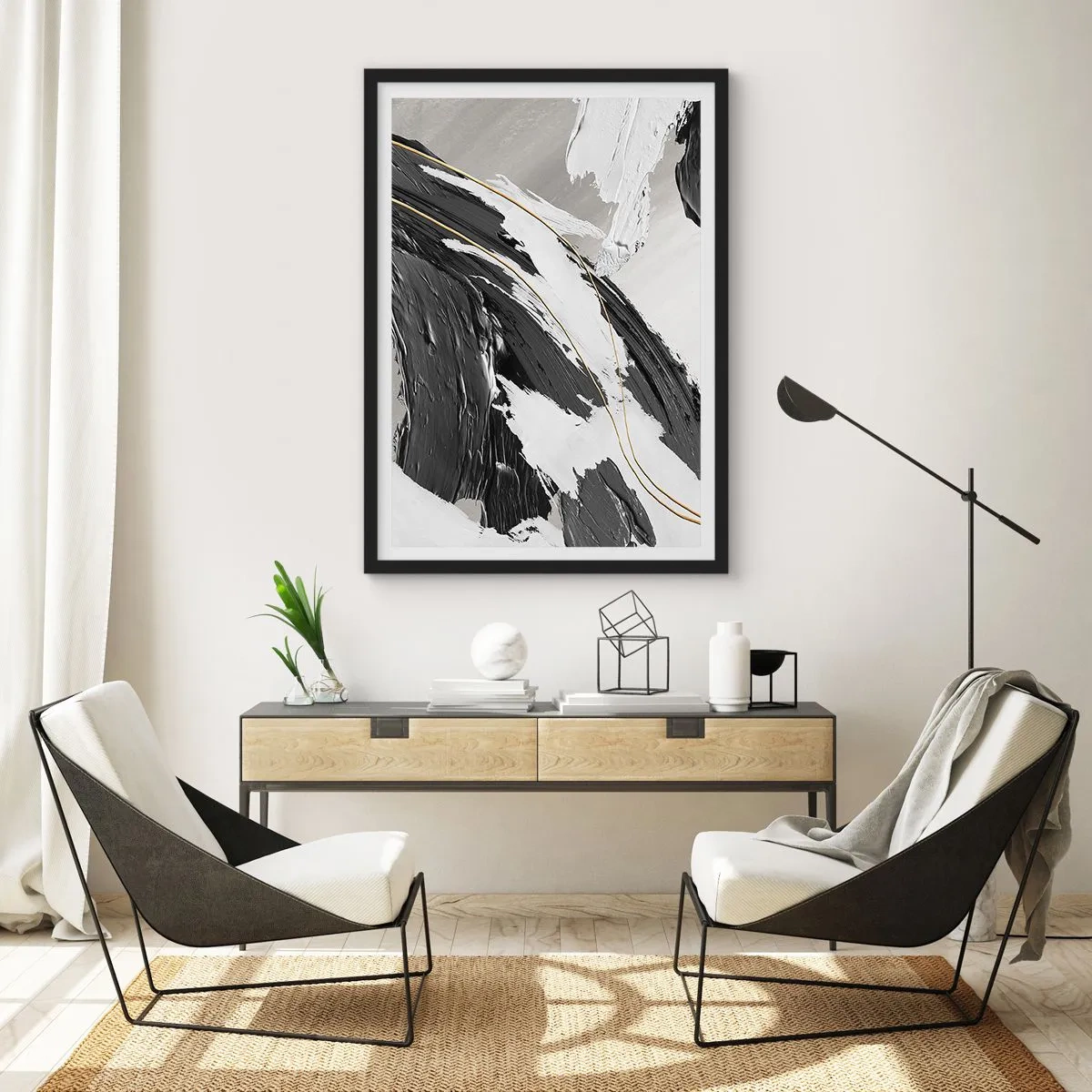 Poster in een zwarte lijst - Abstractie op grote schaal - 61x91 cm