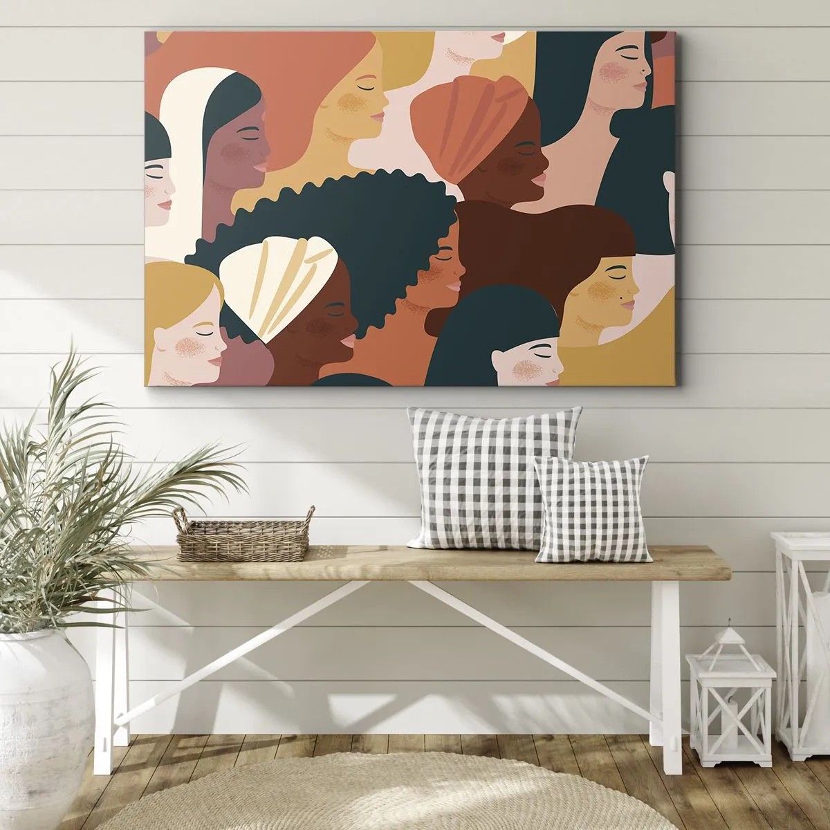 Schilderen op canvas - Kleurrijke profielen van vrouwen in verschillende stijlen - 70x50cm - Alleen vrouwelijkheid - Moderne wanddecoratie voor woonkamer en slaapkamer ARTTOR