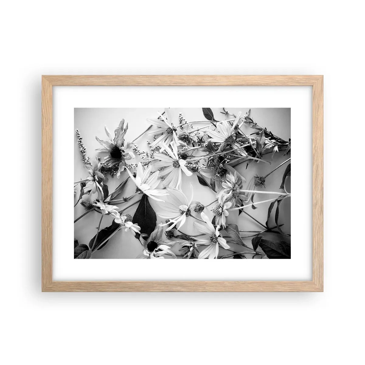 Een poster in een licht eiken lijst - Niet-boeket bloemen - 40x30 cm