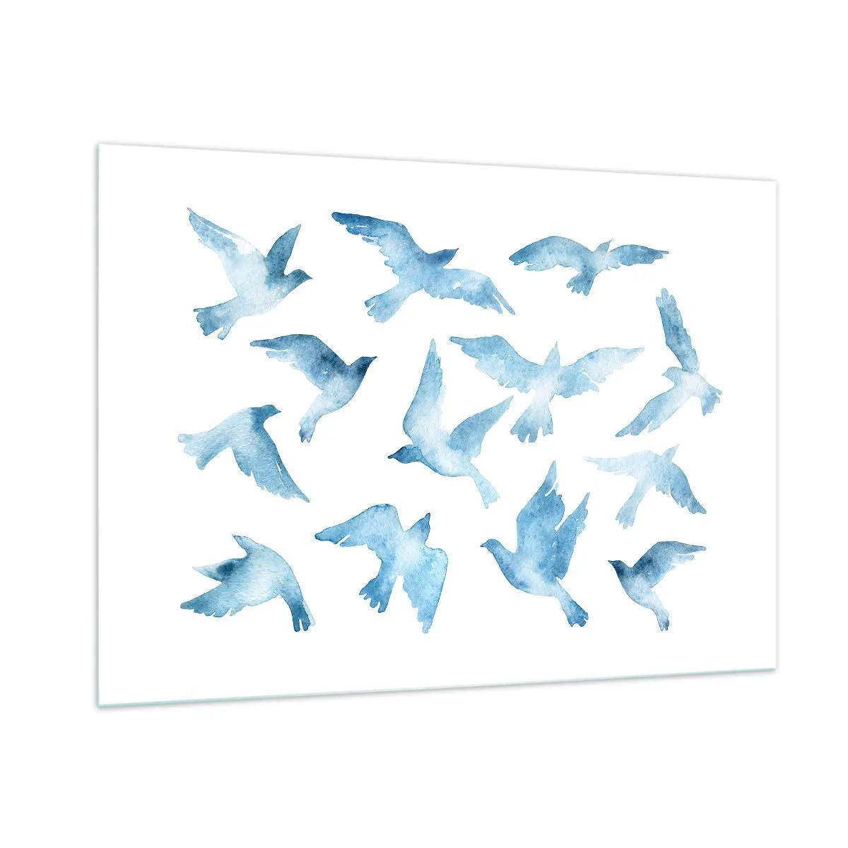 Schilderen op glas - Blauwe vogels - 100x70 cm