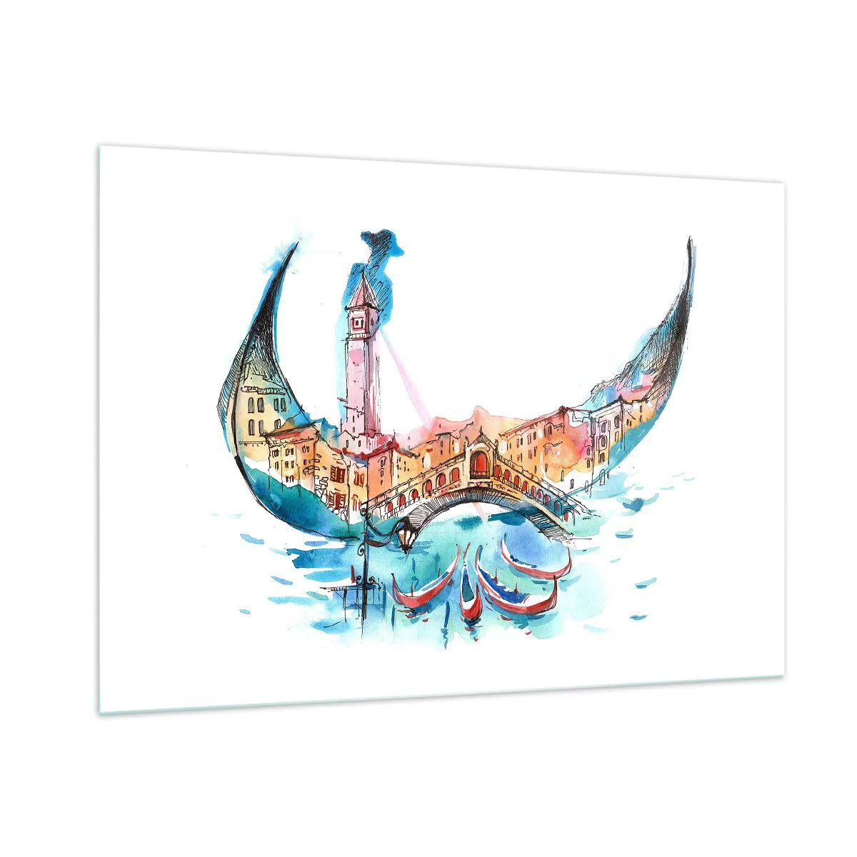 Schilderen op glas - We varen door de stad - 100x70 cm