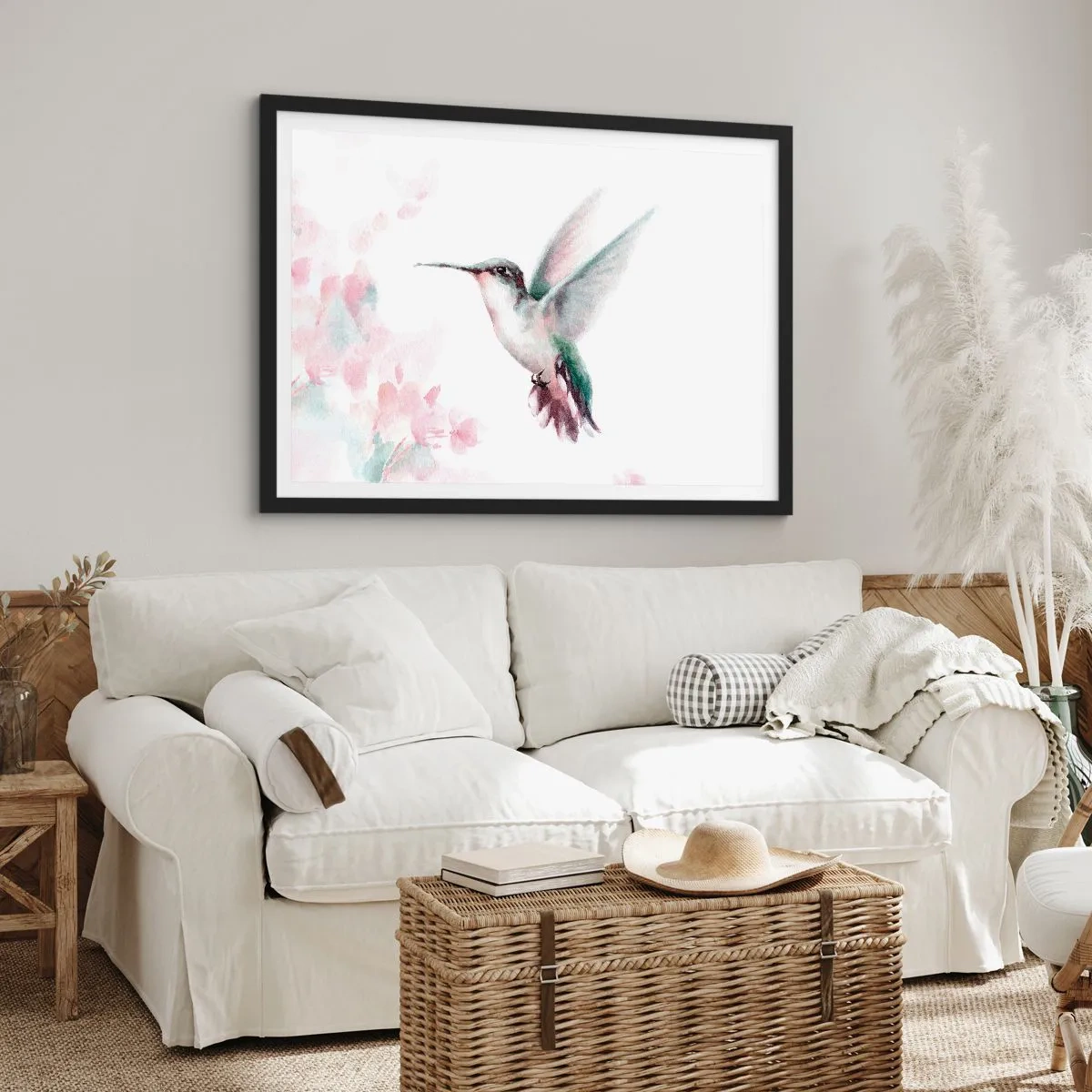 Poster in een zwarte lijst - Vastgehouden tijdens fladderen - 70x50 cm