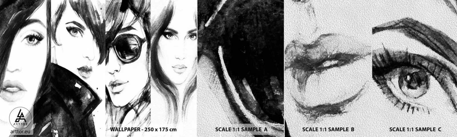 Fotobehang Monster Premium Sand - Schoonheid vermenigvuldigd - Vrouw, De ogen van de vrouw, Portret van een vrouw - 100x30 cm