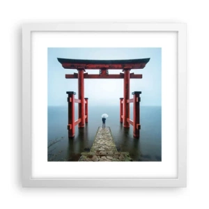 Poster in een witte lijst - Japanse mijmering - 30x30 cm