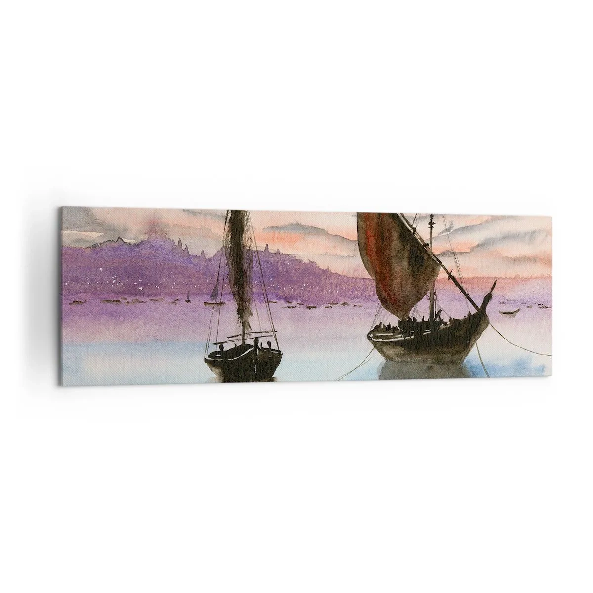 Schilderen op canvas - Avond in de haven - 160x50 cm