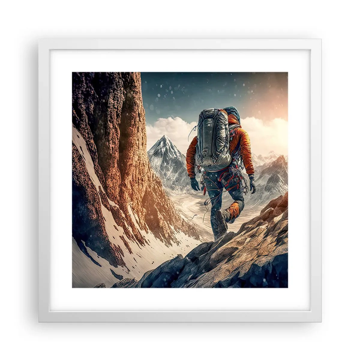 Poster in een witte lijst - Eenzame strijder - 40x40 cm