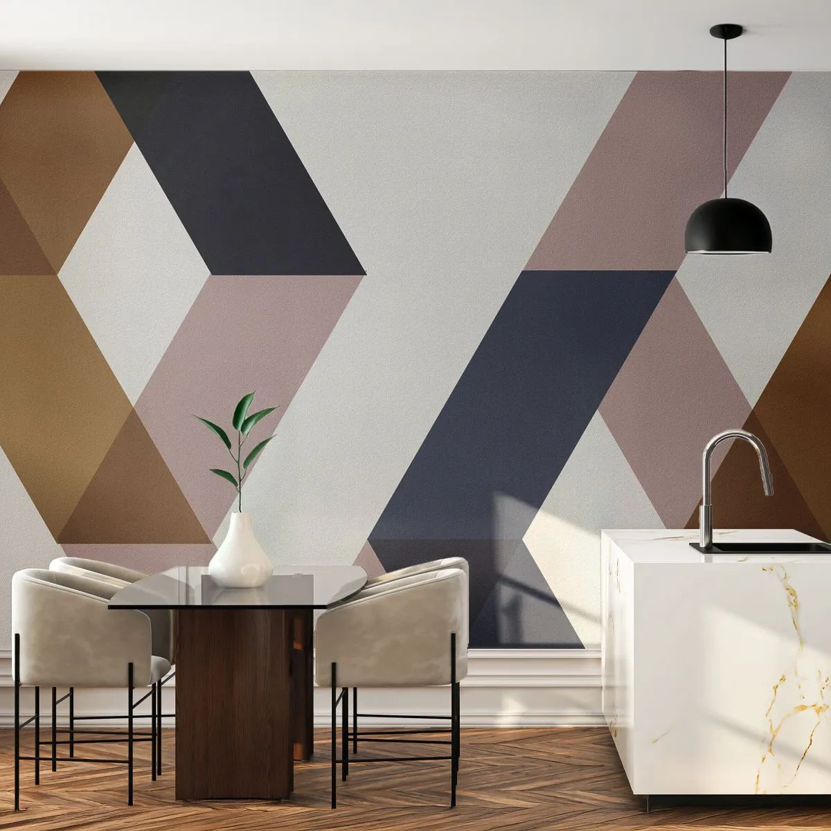 Zelfklevend Fotobehang Deluxe Sticker - Vlakken en hoeken - Abstractie, Deel, Moderne kunst - 350x256 cm