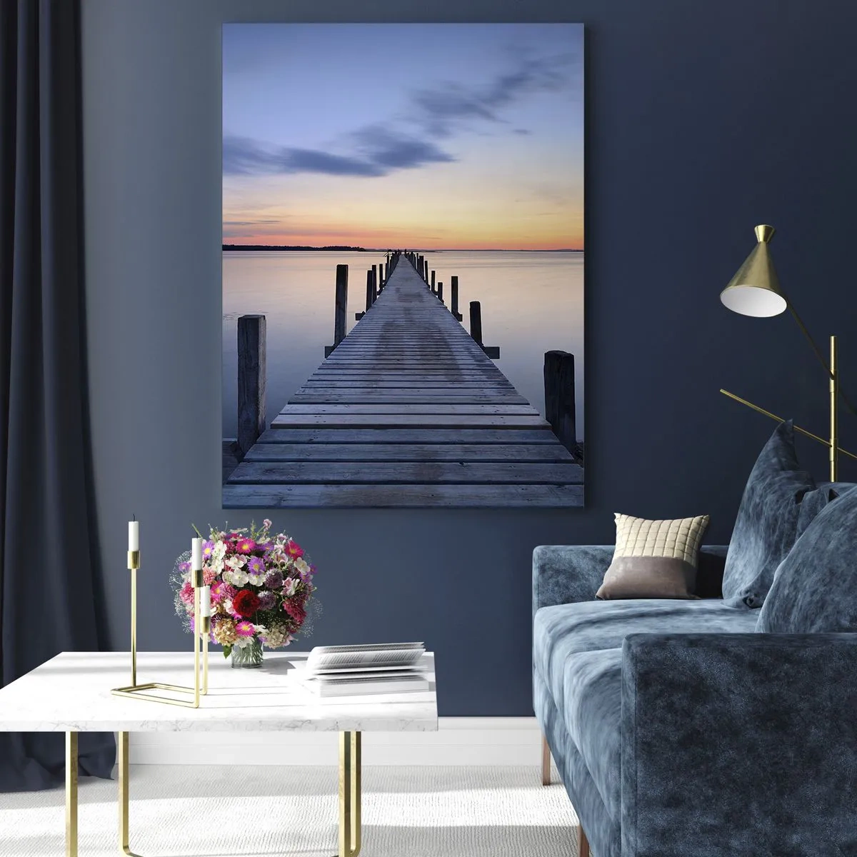 Schilderen op glas - De rust van een serene schemering - 50x70 cm