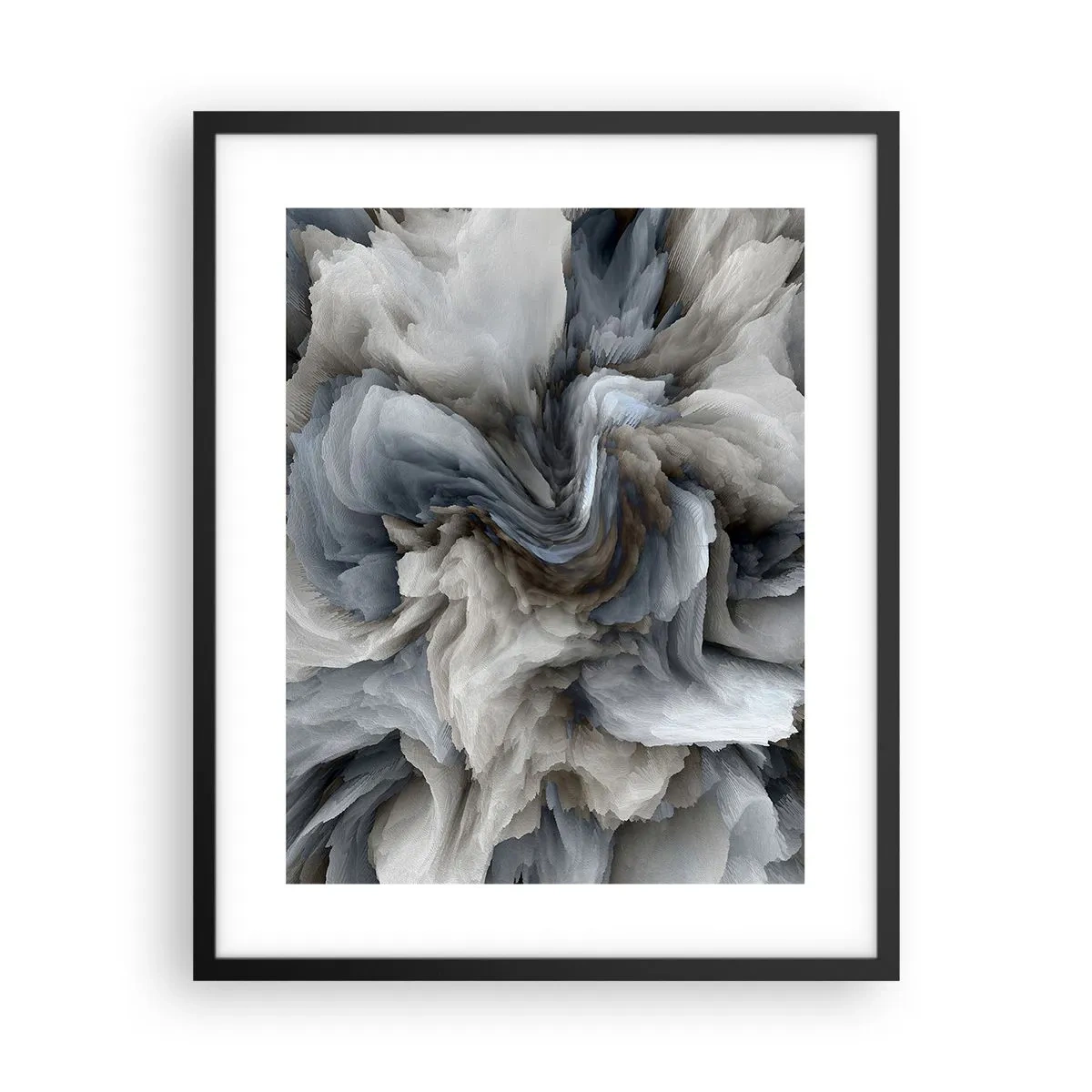 Poster in een zwarte lijst - Steen en bloem - 40x50 cm