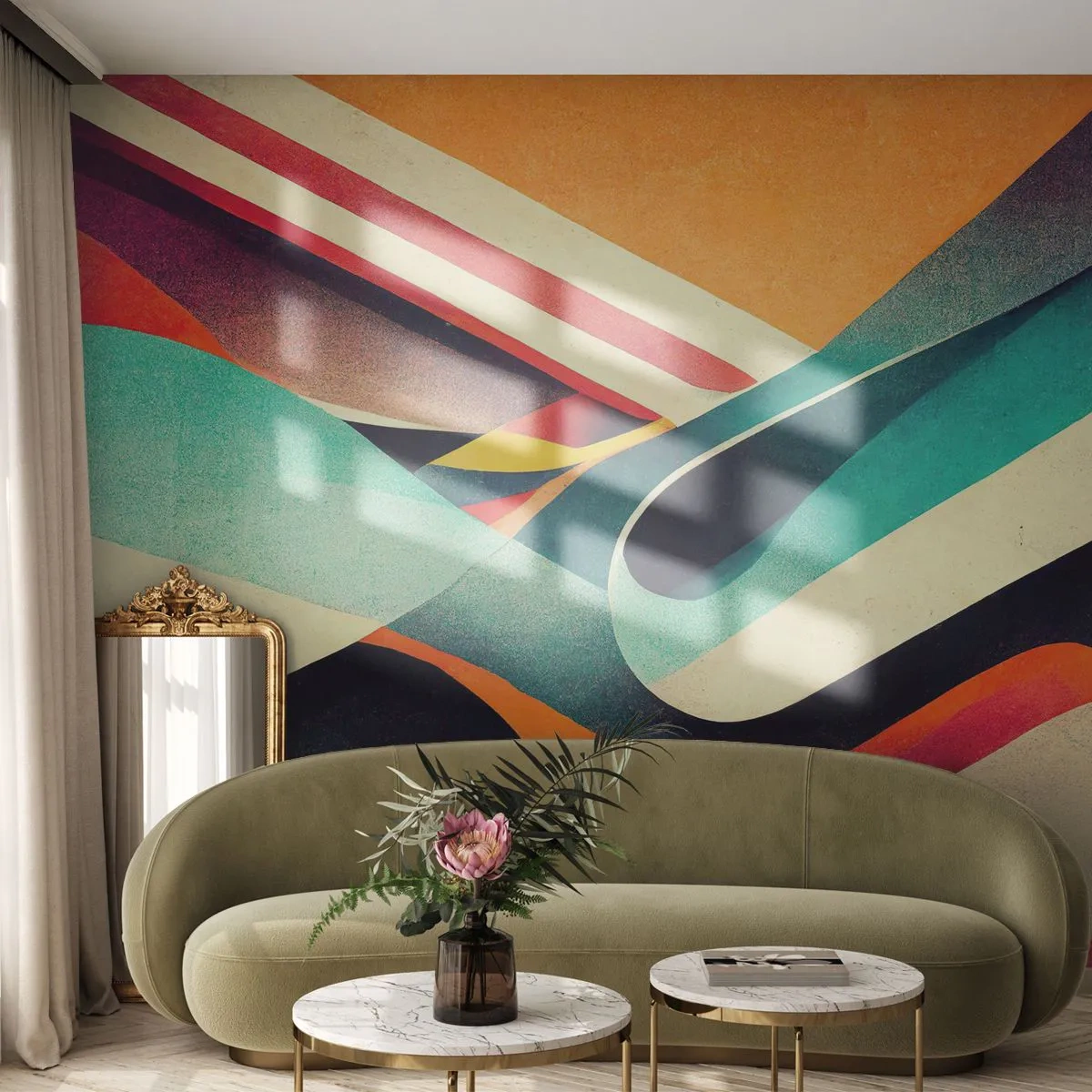 Fotobehang Premium Canvas - Intensieve compositie - Abstractie, Deel, Lijnen - 500x350 cm