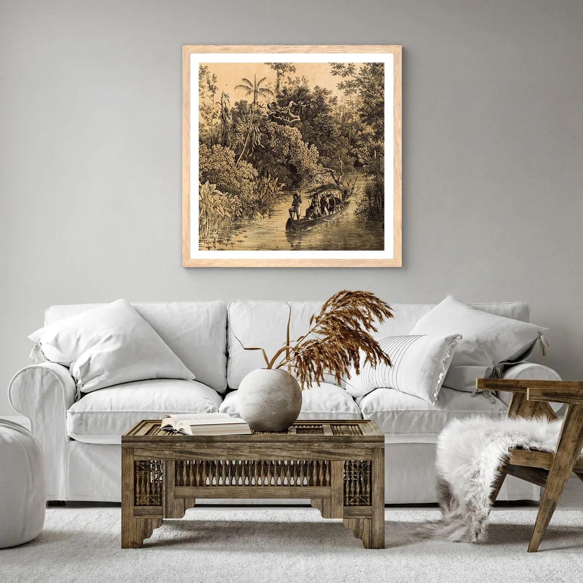 Een poster in een licht eiken lijst - Expeditie naar de bron - 40x40 cm