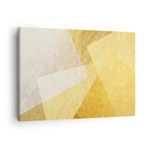 Schilderen op canvas - Geometrische vormen in goud en lichte tinten - 70x50cm - Geometrie weer - Moderne wanddecoratie voor woonkamer en slaapkamer ARTTOR
