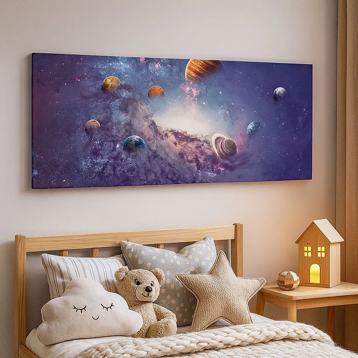 Schilderen op canvas - Zonne-dans systeem - 100x40 cm
