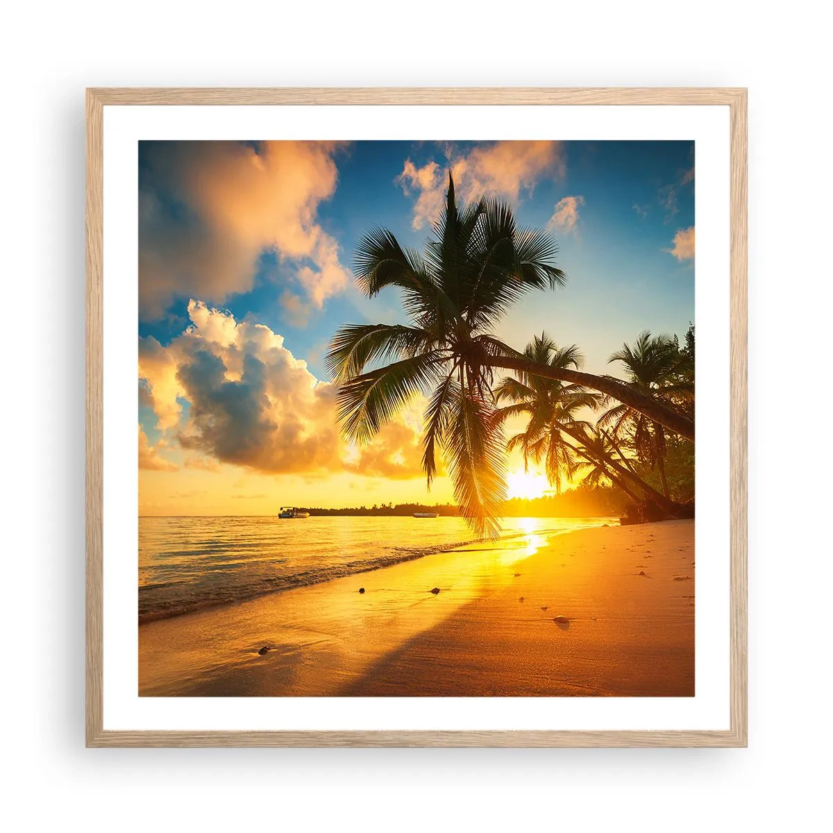 Een poster in een licht eiken lijst - Caribische droom - 60x60 cm