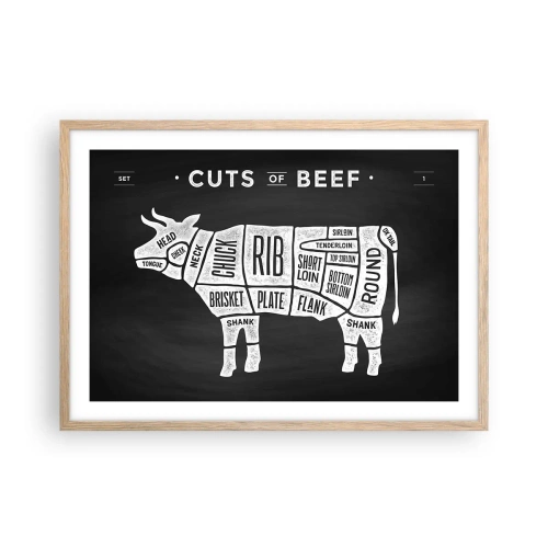 Een poster in een licht eiken lijst - Slagers ABC - 70x50 cm