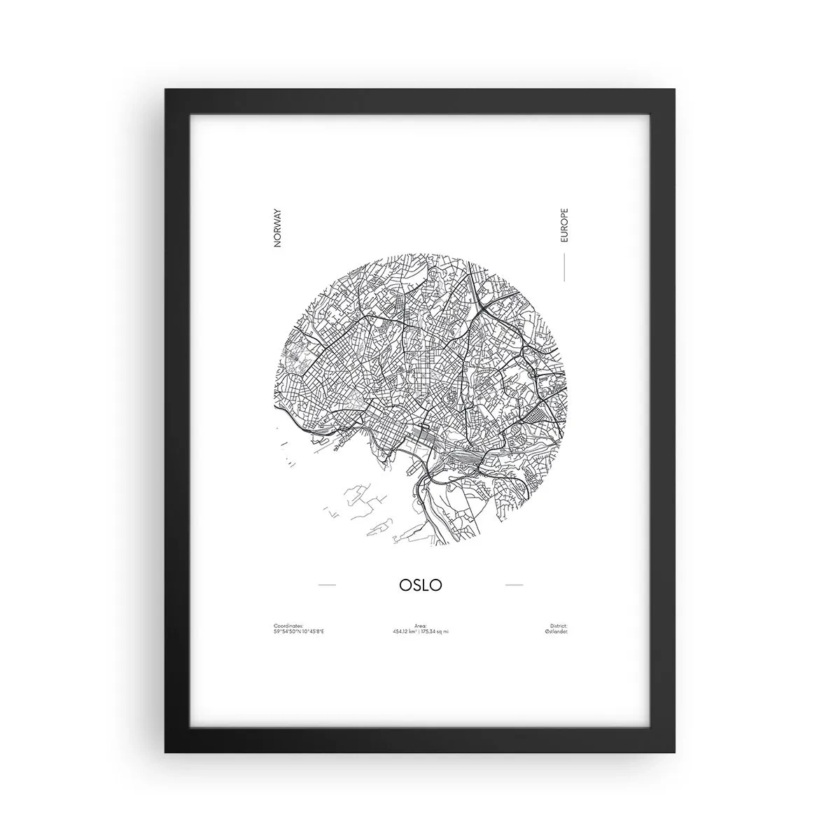 Poster in een zwarte lijst - Anatomie van Oslo - 30x40 cm